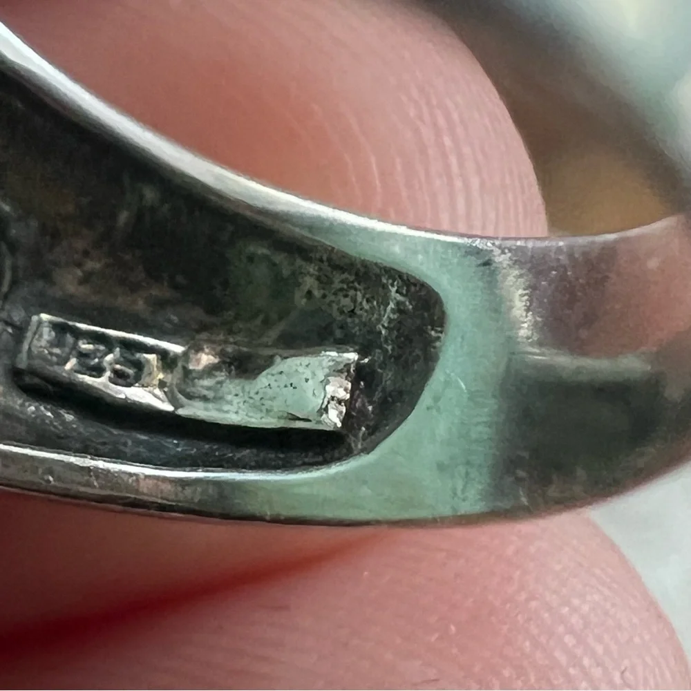 VINTAGE Turquoise Ring Size 7 Solid Sterling Silver 925 Chunky Ring - Picture 11 of 11